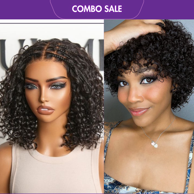 2 For 1 | Boho Braids Deep Curly 5x5 Closure Curly Wig+ Bouncy Glueless Wig