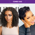 2 For 1 | Boho Braids Deep Curly 5x5 Closure Curly Wig+Super Hot Pixie Cut Glueless HD Lace Wig