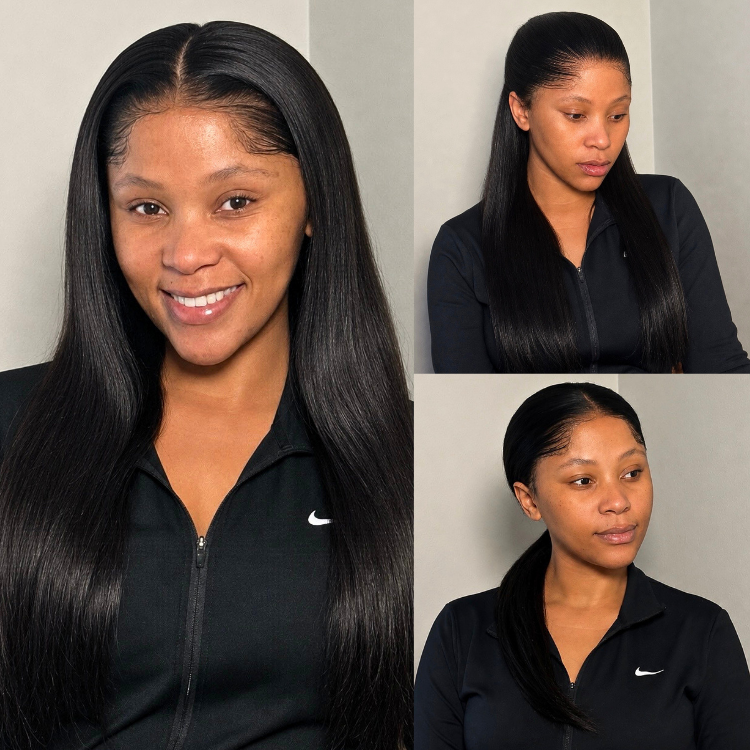 [thembi_cannes]'s Special Link Pre-do Lagos Hairline Flexi Fit Invisi Drawstring Cap Natural Black & Copper Ombre Highlights Silky Straight Glueless 13x4 Frontal HD Lace Wig Pre-Cut Lace