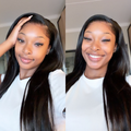 [kealeboga_masango]'s Special Link Pre-do Lagos Hairline Flexi Fit Invisi Drawstring Cap Natural Black & Copper Ombre Highlights Silky Straight Glueless 13x4 Frontal HD Lace Wig Pre-Cut Lace