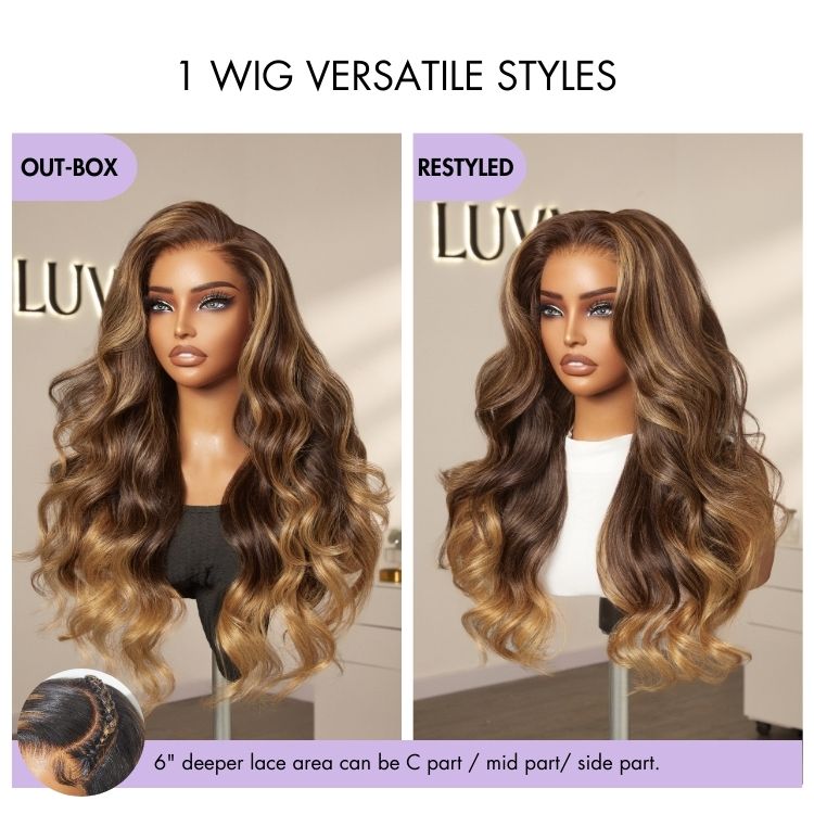 SouthKiss All-Day Comfort™ Wig 180% Density Sun-Kissed Blonde Ombre Highlight Loose Body Wave Glueless 7x6 Closure HD Lace Wig Pre-Cut Lace