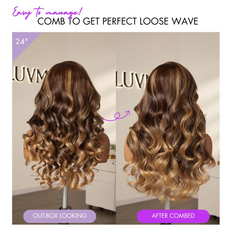 [nikkishange]'s Special Link SouthKiss All-Day Comfort™ Wig 180% Density Sun-Kissed Blonde Ombre Highlight Loose Body Wave Glueless 7x6 Closure HD Lace Wig Pre-Cut Lace