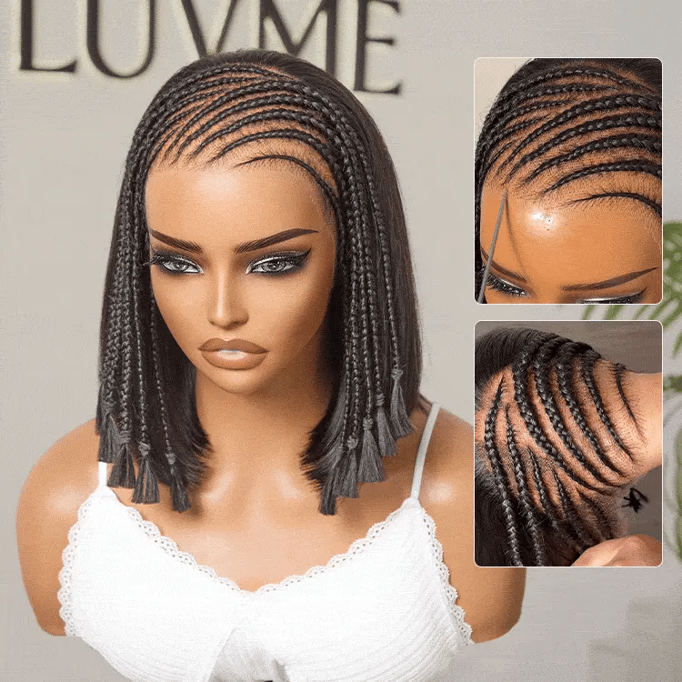 VolumeMAX™ 200% Density Boho Braids Silky Straight Bob Glueless 13x4 Frontal HD Lace Wig Pre-Cut Lace