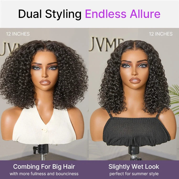 1 Sec Install Wig | 180% Density ReadytoGo Soft Deep Curl Bob Glueless 4x4 Closure Lace Wig