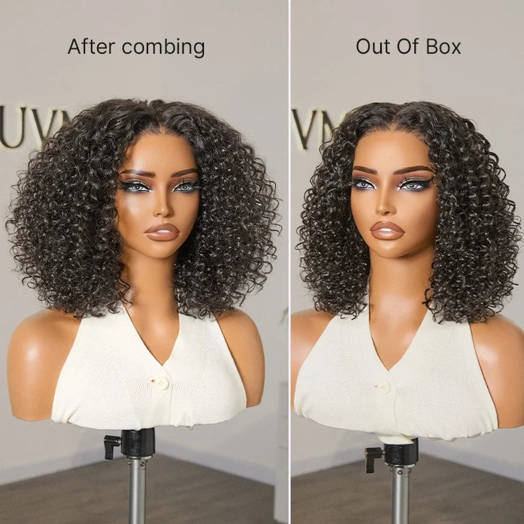 1 Sec Install Wig | 180% Density ReadytoGo Soft Deep Curl Bob Glueless 4x4 Closure Lace Wig