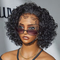 Worth I Natural Black Short Cut Slicked Back Curly Ear-to-ear Wide T Lace Wig