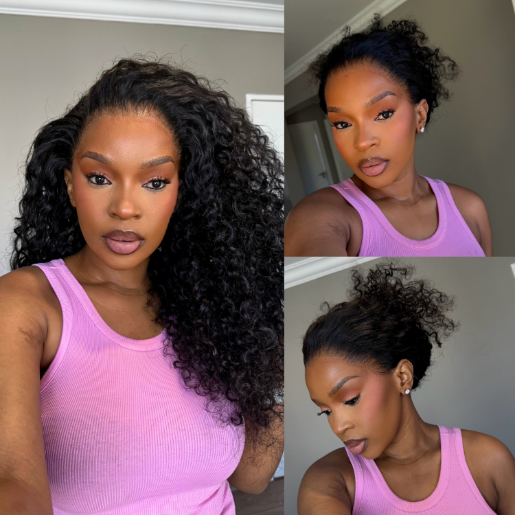 [nomfundo.pkay]'s Special Link PreMax Wigs | Flexi-Fit Invisi Drawstring Cap 360 Lace HD Lace Natural Black & Brown Highlights Water Wave Wig Pre-Cut Lace