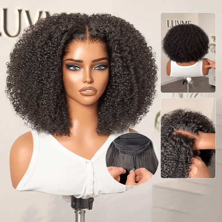 [the_zyzy]'s Special Link Pre-do Lagos Hairline Flexi Fit Invisi Drawstring Cap 250% Density Natural Black Jerry Curl Glueless 13x4 Frontal HD Lace 14 inches Wig Pre-Cut Lace