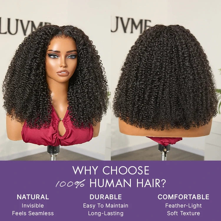 VolumeMAX™ 250% Density Flexi Fit Invisi Drawstring Cap Glueless 13X4 Frontal Lace HD Lace Kinky Curly Wig