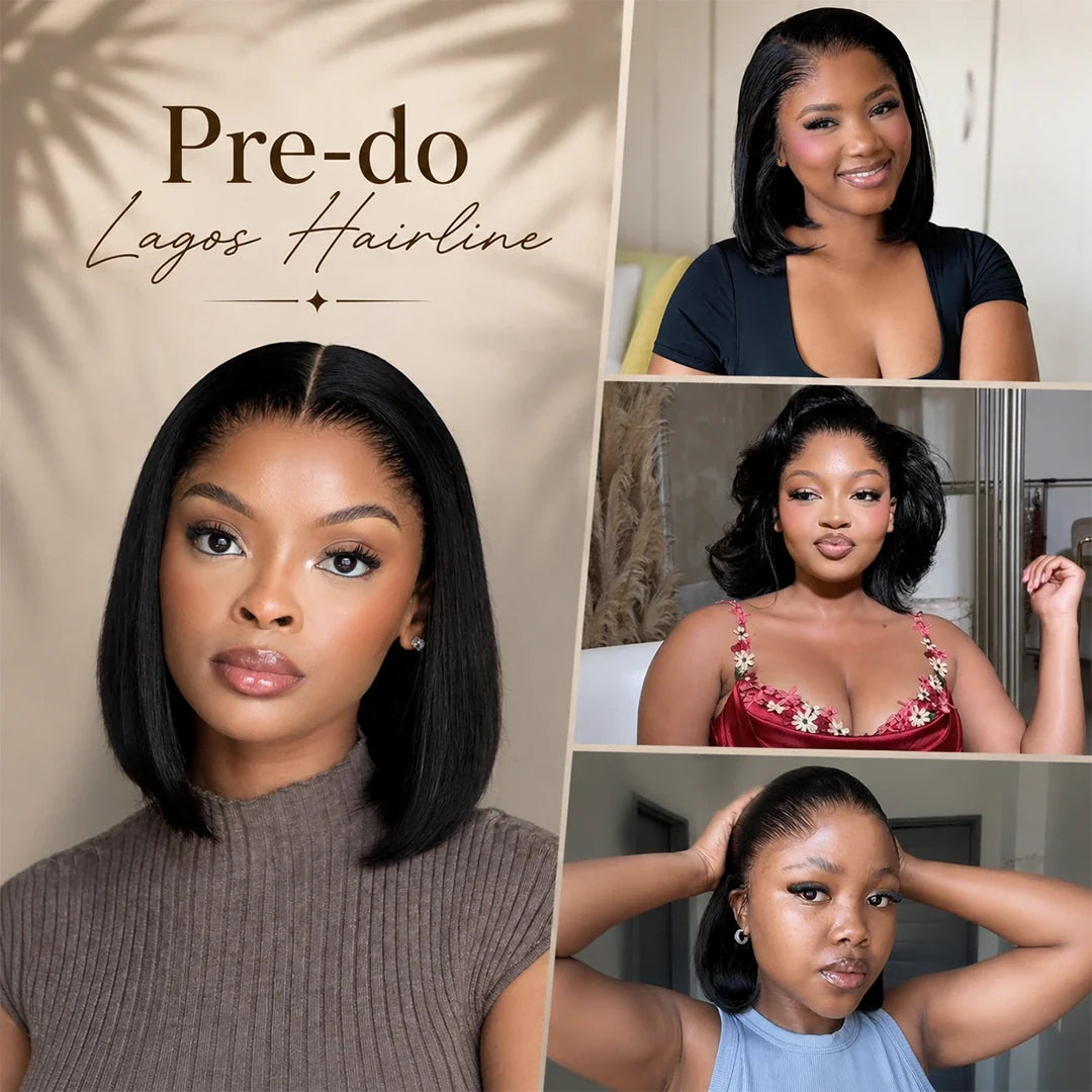 [hey_s.hawty]'s Special Link Pre-do Lagos Hairline Flexi Fit Invisi Drawstring Cap Silky Straight Bob 13x4 Frontal HD Lace Wig Pre-Cut Lace