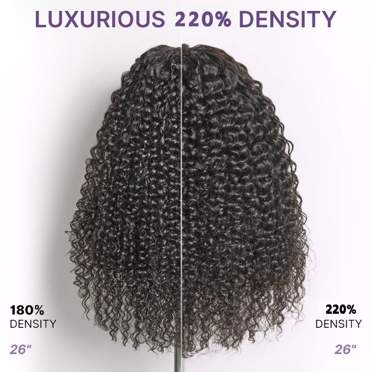 VolumeMAX™ 180% / 220% Density Water Wave Glueless Flexi-Fit Drawstring 13x4 Frontal Lace Fluffy Curly Wig Pre-Cut Lace