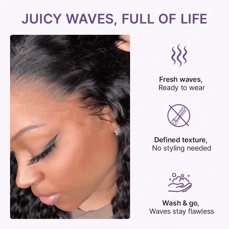 [phestine]'s Special Link VolumeMAX™ 180% / 220% Density Water Wave Glueless Flexi-Fit Drawstring 13x4 Frontal Lace Fluffy Curly Wig Pre-Cut Lace