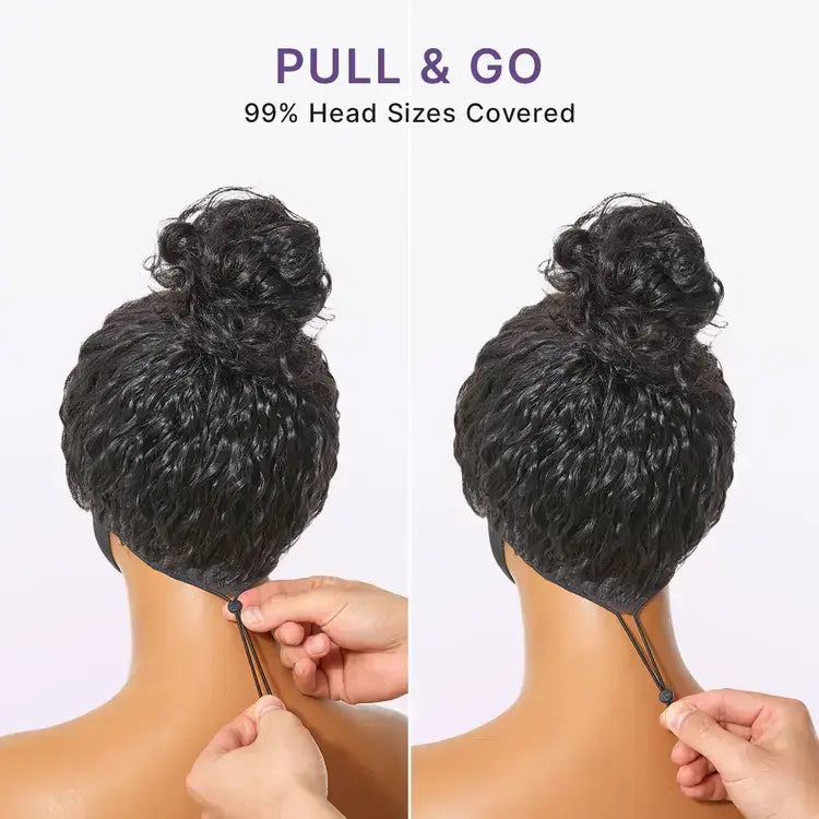 [sunnishinecafe]'s Special Link VolumeMAX™ 180% / 220% Density Water Wave Glueless Flexi-Fit Drawstring 13x4 Frontal Lace Fluffy Curly Wig Pre-Cut Lace