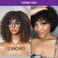 2 For 1 | Throw On & Go Short Cut with Bangs Wig+Bouncy Glueless Wig