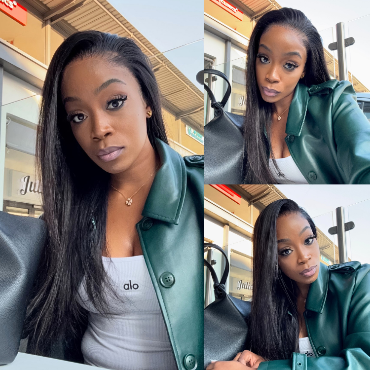 [thubamlotshwa]'s Special Link Pre-do Lagos Hairline Flexi Fit Invisi Drawstring Cap Natural Black & Copper Ombre Highlights Silky Straight Glueless 13x4 Frontal HD Lace Wig Pre-Cut Lace