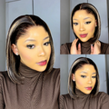 [lesa_molapo]'s Special Link Pre-do Lagos Hairline Flexi Fit Invisi Drawstring Cap 200% Density Blonde Highlight & Natural Black Silky Straight Bob Glueless 13x4 Frontal HD Lace Wig Pre-Cut Lace
