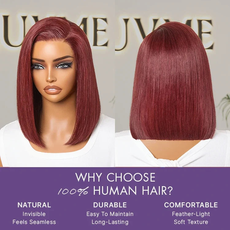 PreMax Wigs - Ready to Go 180% Density Burgundy Glueless Minimalist HD Lace Short Bob Wig Pre-Cut Lace