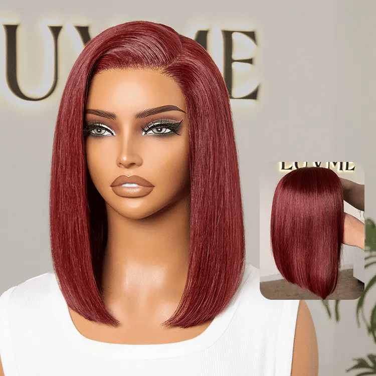 [palesakobelii]'s Special Link PreMax Wigs - Ready to Go 180% Density Burgundy Glueless Minimalist HD Lace Short Bob Wig Pre-Cut Lace