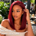 PreMax Wigs - Ready to Go 180% Density Burgundy Glueless Minimalist HD Lace Short Bob Wig Pre-Cut Lace