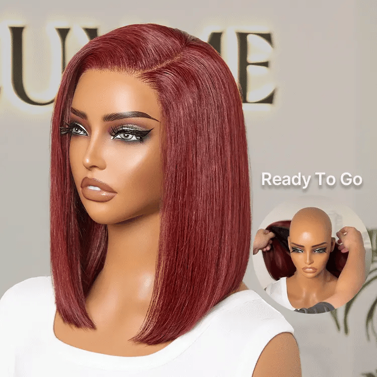 [ntsakisii.m]'s Special Link PreMax Wigs - Ready to Go 180% Density Burgundy Glueless Minimalist HD Lace Short Bob Wig Pre-Cut Lace