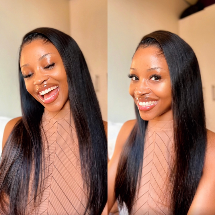 [mayenzikay]'s Special Link Pre-do Lagos Hairline Flexi Fit Invisi Drawstring Cap Natural Black & Copper Ombre Highlights Silky Straight Glueless 13x4 Frontal HD Lace Wig Pre-Cut Lace