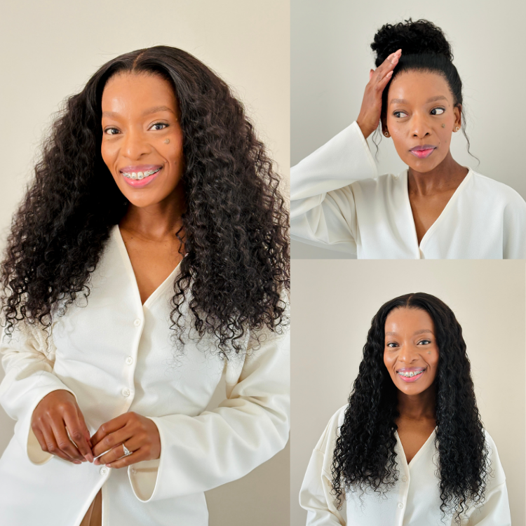 [katlee_ntuli]'s Special Link PreMax Wigs | Flexi-Fit Invisi Drawstring Cap 360 Lace HD Lace Natural Black & Brown Highlights Water Wave Wig Pre-Cut Lace
