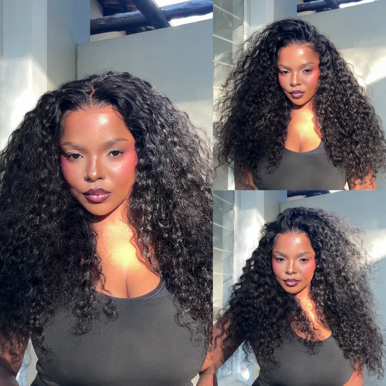 [hermosa.mp3]'s Special Link VolumeMAX™ 180% / 220% Density Water Wave Glueless Flexi-Fit Drawstring 13x4 Frontal Lace Fluffy Curly Wig Pre-Cut Lace
