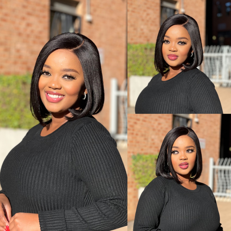 [_lerato24]'s Special Link VolumeMAX™ 200% Density Ready to Go Yaki Straight Glueless Minimalist HD Lace Short Bob Wig Pre-Cut Lace