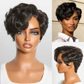 Beginner Friendly Natural Black Lightweight Roll Curl Glueless Minimalist HD Lace Short Pixie Cut Wig Pre Cut Lace