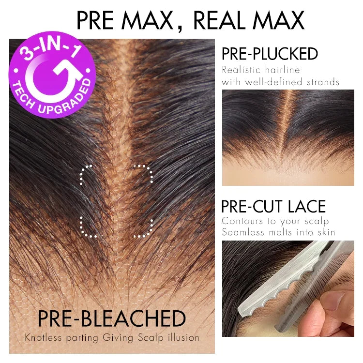 Pre-do Lagos Hairline Flexi Fit Invisi Drawstring Cap 200% Density Kinky Straight Glueless 13x4 Frontal Lace Wig Pre-Cut Lace