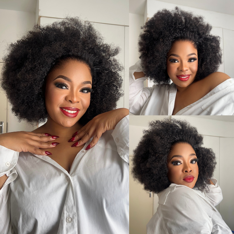 [_matshepo_]'s Special Link Pre-do Lagos Hairline Flexi Fit Invisi Drawstring Cap 250% Density Natural Black Kinky Curly Glueless 13x4 Frontal HD Lace 12 inches Wig Pre-Cut Lace
