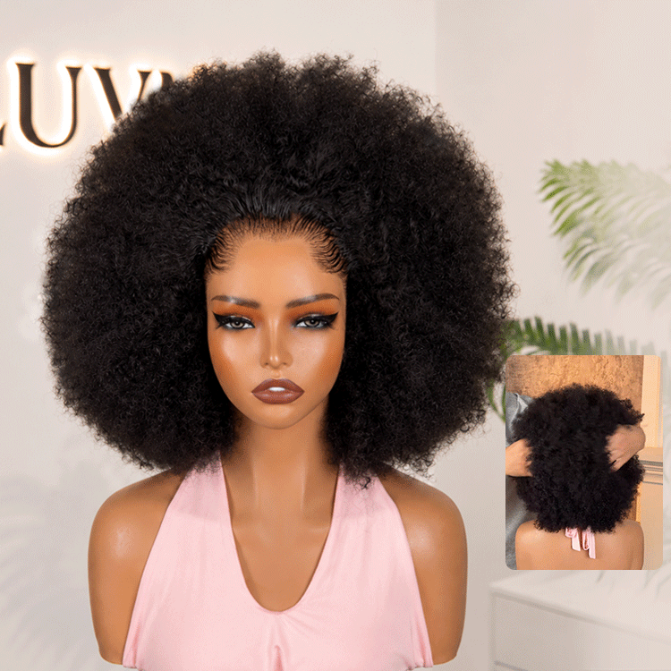 [lelethu.grace]'s Special Link Pre-do Lagos Hairline Flexi Fit Invisi Drawstring Cap 250% Density Natural Black Kinky Curly Glueless 13x4 Frontal HD Lace 12 inches Wig Pre-Cut Lace