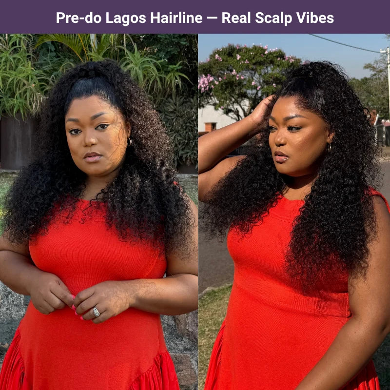 [u_thandohadebe]'s Special Link Pre-do Lagos Hairline Flexi Fit Invisi Drawstring Cap 200% Density New Fummi Curly Glueless 13x4 Frontal Lace Wig Pre-Cut Lace