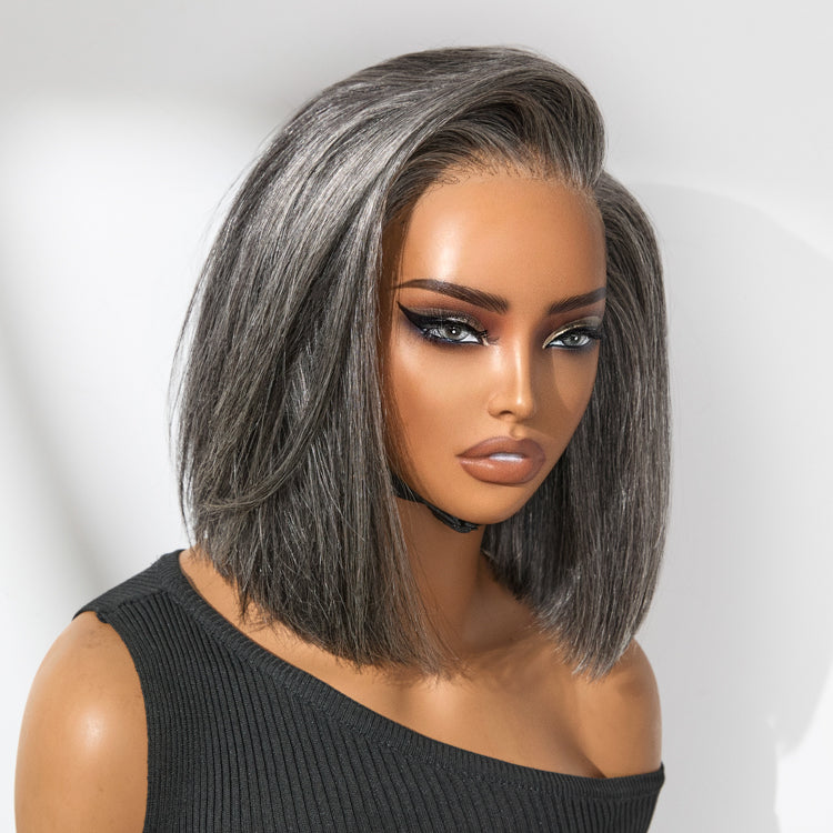 Worth I AiryFit™ Scalp Care Wigs -Salt and Pepper Glueless Minimalist HD Lace Bob Wig Pre-Cut Lace