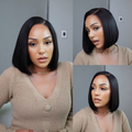 [morgantasneem]'s Special Link VolumeMAX™ 200% Density Ready to Go Yaki Straight Glueless Minimalist HD Lace Short Bob Wig Pre-Cut Lace