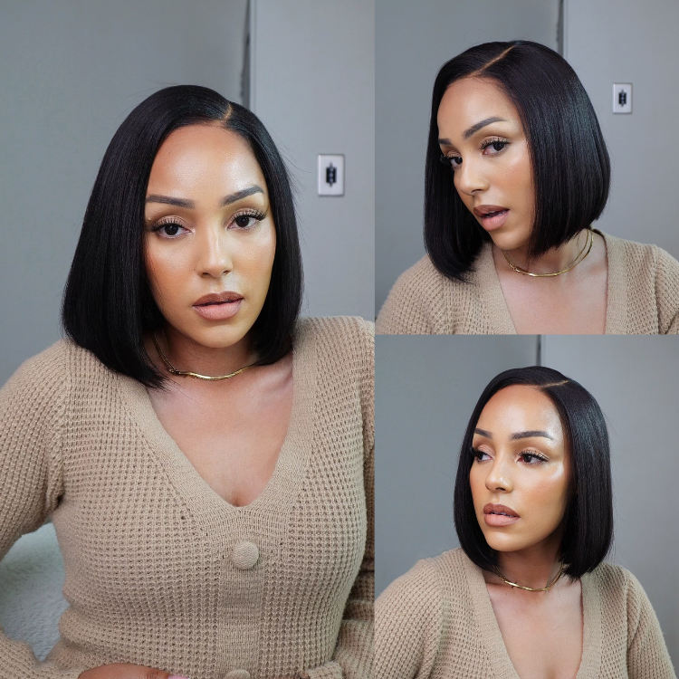 [morgantasneem]'s Special Link VolumeMAX™ 200% Density Ready to Go Yaki Straight Glueless Minimalist HD Lace Short Bob Wig Pre-Cut Lace