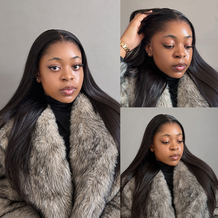 [_innocentiam_]'s Special Link Pre-do Lagos Hairline Flexi Fit Invisi Drawstring Cap Natural Black & Copper Ombre Highlights Silky Straight Glueless 13x4 Frontal HD Lace Wig Pre-Cut Lace
