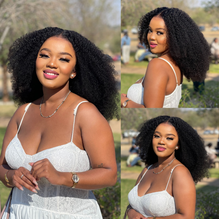 [_lerato24]'s Special Link VolumeMAX™ 250% Density Flexi Fit Invisi Drawstring Cap Glueless 13X4 Frontal Lace HD Lace Kinky Curly Wig