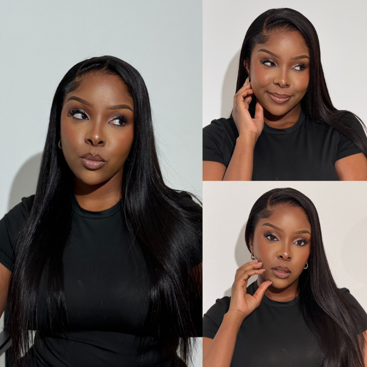 [Jenna]'s Special Link Pre-do Lagos Hairline Flexi Fit Invisi Drawstring Cap Natural Black & Copper Ombre Highlights Silky Straight Glueless 13x4 Frontal HD Lace Wig Pre-Cut Lace