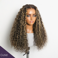 Outlet | Ombre Blonde Highlight Water Wave 5x5 Closure Lace Glueless Mid Part Wig