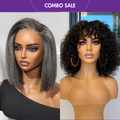 2 For 1 | Salt and Pepper HD Lace Bob+Water Wave Glueless