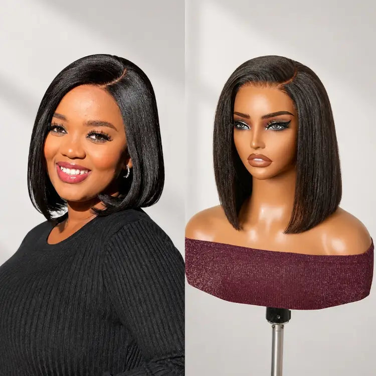 [zoey_maka]'s Special Link VolumeMAX™ 200% Density Ready to Go Yaki Straight Glueless Minimalist HD Lace Short Bob Wig Pre-Cut Lace