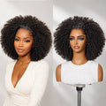 Pre-do Lagos Hairline Flexi Fit Invisi Drawstring Cap 250% Density Natural Black Kinky Curly Glueless 13x4 Frontal HD Lace 12 inches Wig Pre-Cut Lace