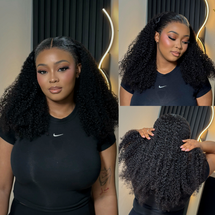[noluuu_]'s Special Link VolumeMAX™ 250% Density Flexi Fit Invisi Drawstring Cap Glueless 13X4 Frontal Lace HD Lace Kinky Curly Wig