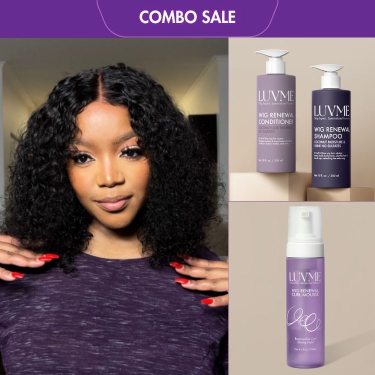 3 For 1 | 180% Density ReadytoGo Soft Deep Curl Bob Glueless 4x4 Closure Lace Wig+Wig Renewal Shampoo & Conditioner Set+Wig Curl Mousse