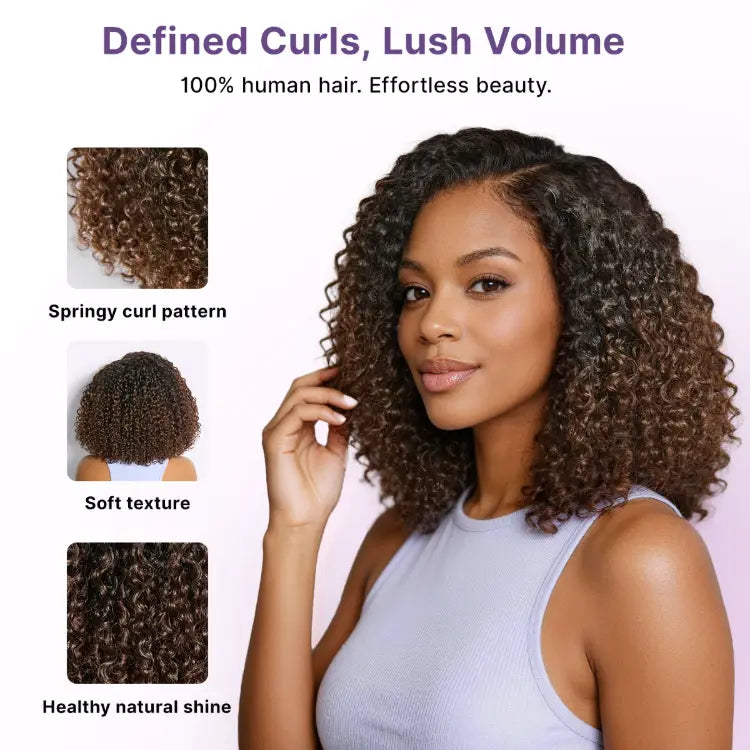 Special Deal I VolumeMAX™ 200% Density ReadytoGo Beginner Friendly Ombre Blonde Fluffy Curly Glueless 5x5 Closure Lace HD Lace 14 inches C Part Wig