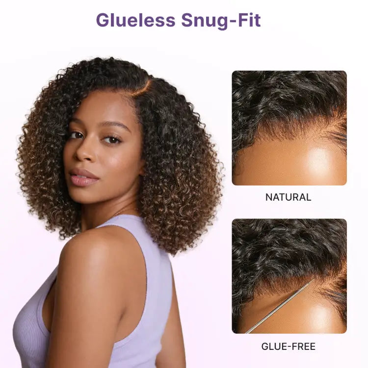 VolumeMAX™ 200% Density ReadytoGo Beginner Friendly Ombre Blonde Fluffy Curly Glueless 5x5 Closure Lace HD Lace 14 inches C Part Wig