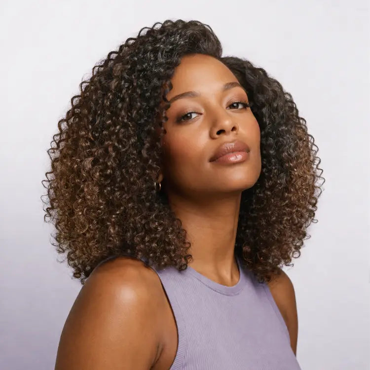 VolumeMAX™ 200% Density ReadytoGo Beginner Friendly Ombre Blonde Fluffy Curly Glueless 5x5 Closure Lace HD Lace 14 inches C Part Wig