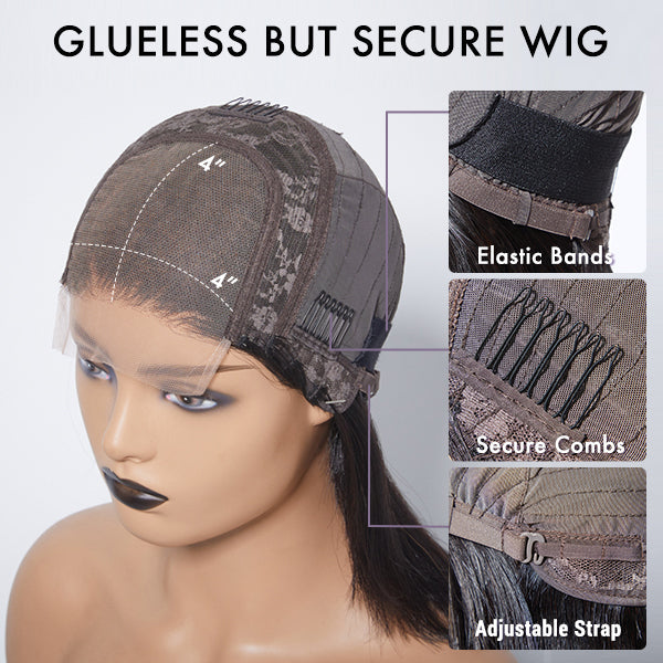 2 For 1 | ReadytoGo 4x4 Lace Blunt Cut Bob Wig Bone Straight + 170% Density ReadytoGo Knotless Fulani Braids Natural Afro Glueless 13x4 Frontal Lace Wig