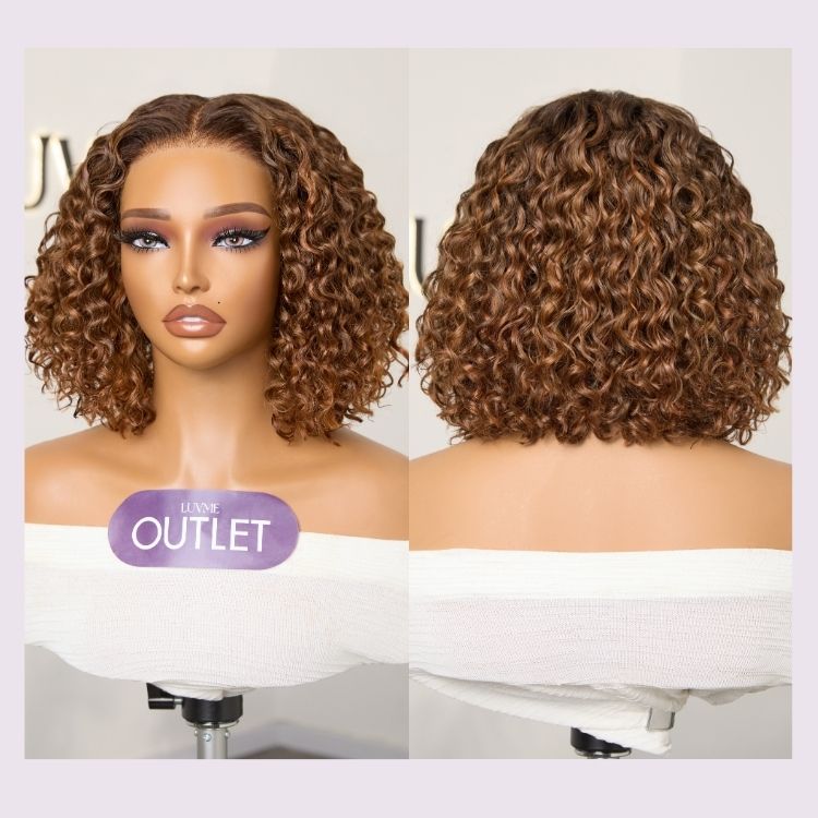 Worth I Brown Highlight Deep Curly Glueless 5x5 Closure Pre-Cut Lace Wig